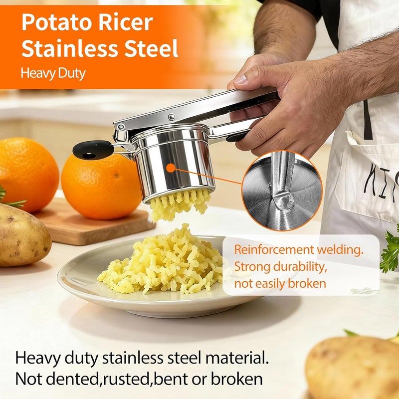 BAPOTH Potato Ricer, Ricer For Mashed Potatoes, 15 OZ Heavy Duty Stainless Steel Potato Masher Make Fluffy Mashed Potatoes, Fixed Disc Potato Masher Without Messy, Dishwasher Safety for Baby Food - Image 3